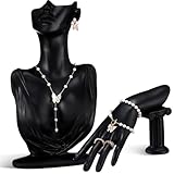 Yalikop 2 Pcs Jewelry Mannequin Display Set Necklace Bust Mannequin Earring Stand Hand Bracelet Ring Stand for Selling Show(Black)
