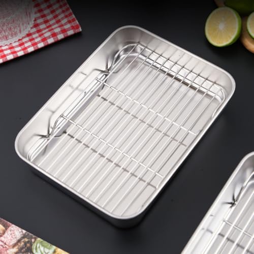Bandeja para Hornear de Acero Inoxidable Duradero con Rejilla de Asado 7