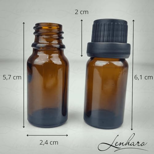 Kit com 10 Frascos PREMIUM em Vidro Ambar 10ml com Tampa Preta com Lacre e Gotejador/Batoque Para Ól