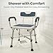 PELEGON Shower Chair for Elderly and Disabled (450lb) with Padded Armrests and Back, Adjustable Height Shower Seat, Heavy Duty Shower Chairs for Inside Shower, Handicap - Blue
