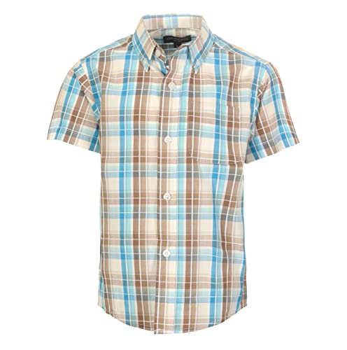 Image of Gioberti Boys Casual Plaid Checked Short Sleeve Button Down Shirt