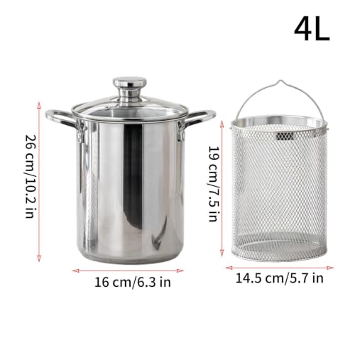 Cazuela de almacenamiento de 4L con cesta coladora de acero acabado espejo para caldos y pastas 7