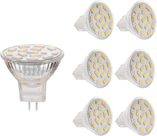 Fengyan Bombillas domésticas 10pcs AC / DC12V 3W MR11 GU4.0 LED Bulbos 20-25W bombillas halógenas equivalentes Gu4 Base 240lm 120 Mini luz de haz de inundación Iluminación doméstica ( Color : Warm Whi