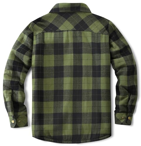 Men's Sherpa Lined Cotton Flannel Shirt Jacket Plaid Button Up Jacket Coat for Men with Pocket2