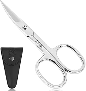 Ruxbury Nail Scissors Curved Scissors Stainless Steel Cuticle Scissors Professional Nail Scissors for Women and Men toenail Scissors with Leather Pouch