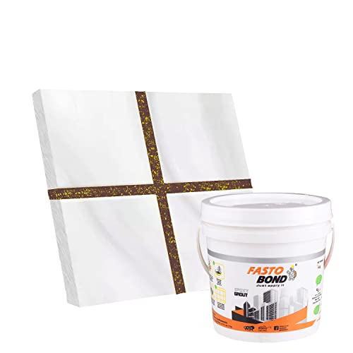 FASTO BOND Resin Epoxy Grout - 1 Kg-3 Kg & 5 Kg - Goldan_ Glitter-Sparkle Colors Tile Grout_Fastobond | 3 Components Only | Premixed Glitter For Uniform Finish (3 Kg, Bay Brown Golden), 1 Bucket