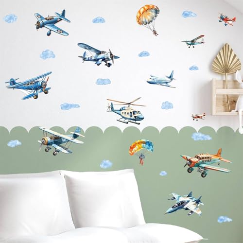 Airplane Wall Stickers Plane Decals Cloud Aircraft Nursery Decor for Boys by Barri Design - Used condition - Image 3