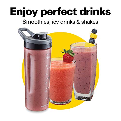 Hamilton Beach 58181 Blender To Puree, Crush Ice, And Make Shakes And Smoothies, 40 Oz Glass Jar, 6 Functions + 20 Oz Travel Container, Gray #TOP4