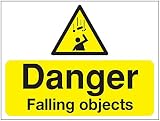 NEW CARTELLO SEGNALETICO INGLESE - Danger Falling Objects - Adesivo Resistente, Pannello in Forex, Pannello In Alluminio (ADESIVO 30X42 CM)