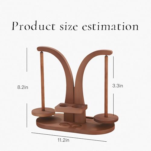 Image of Yarn Holder for Crocheting, Yarn Holder Spinner - Wooden Yarn Ball Holder with Magnetic Rotating Mechanism, Double Spindles, Ideal Crochet Gift for Knitting Lovers