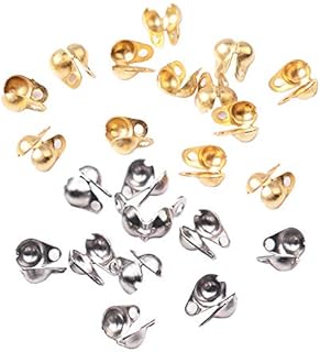FSSTUD 200 PCS Open Bead Tips Knot Covers Clamshell End Cap Crimps Beads Ball Chain Connector Clasp for Jewellery Craft Making 1.5mm
