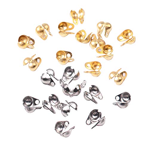 FSSTUD 200 PCS Open Bead Tips Knot Covers Clamshell End Cap Crimps Beads Ball Chain Connector Clasp for Jewellery Craft Making 1.5mm