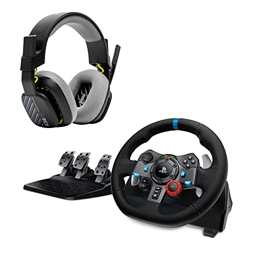 Logitech G29 Driving Force Racing Wheel and Pedals + ASTRO A10 Gen 2 Wired Headset - For PS5, PS4, PC, Mac - Black
