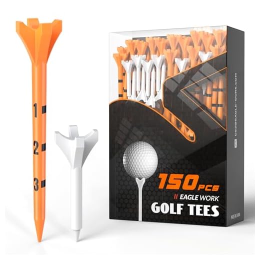 EAGLE WORK Plastic Golf Tees with Thickened Shaft, Pack of 150 (3-1/4" & 1-1/2"), 4-Prongs Head Design to Reduce Friction & Side Spin, The Ultimate Gift for Golfers
