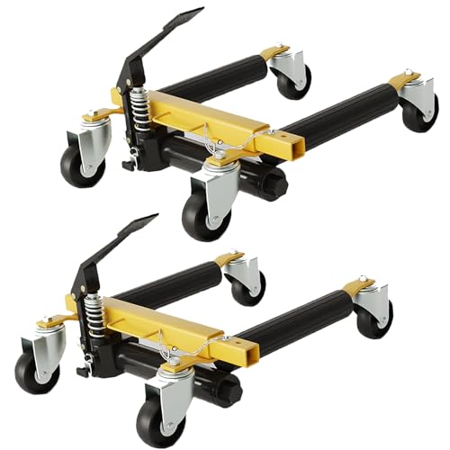 GarveeTech Car Wheel Dolly with Hydraulic Tire Jack, 3000 LBS Car Dolly Set of 2, Heavy Duty Vehicle Positioning Wheel Dolly with Foot Pedal, Trailer Dolly Jack for Auto Repair Moving