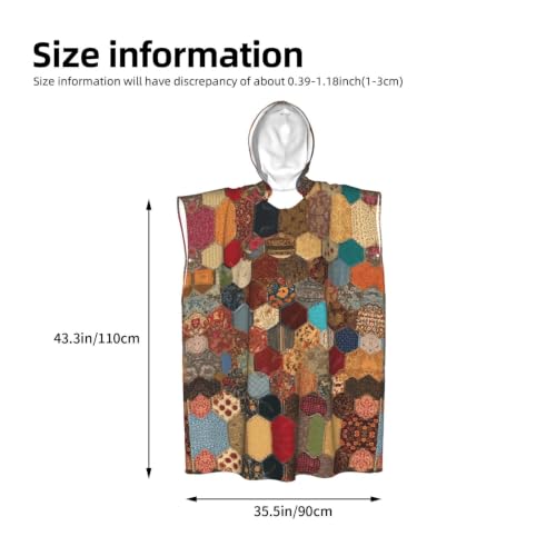 Poncho à capuche en microfibre style africain patchwork pour surf et plage