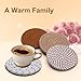 RICHCEE 4 Pcs Coasters for Drinks, 4.3 Inch Fit for All Kinds of Cups, 4 Colors Minimalist Absorbent Cotton Handmade Coaster for Tabletop Protection/Housewarming Gift/Home Decor (Coffee)