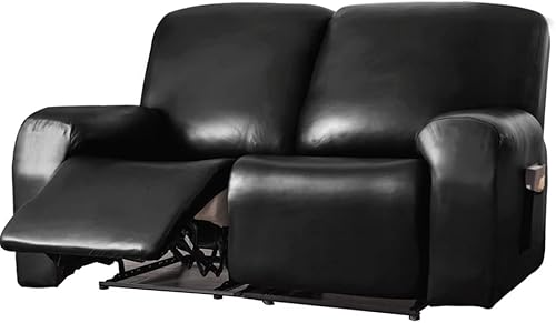 Miniatura 1 de vctops Funda impermeable de piel sintética sintética para sofá biplaza reclinable, suave, antideslizante, con parte inferior elástica para niños,