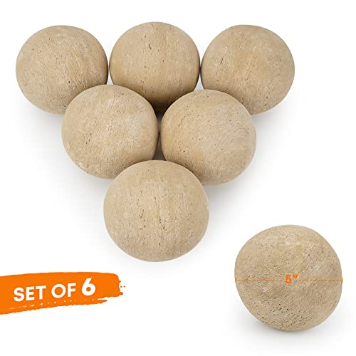 Stanbroil Ceramic Fire Balls - 5” Round Fire Stones For Fire Pit Fire Bowl And Fireplace - Set Of 6, Beige #TOP1