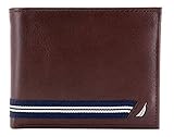 Nautica Men's NU Leather Flip ID Window Ribbon Passcase Wallet Brown