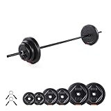 Phoenix Fitness 20kg Adjustable Barbell Weight Set – Knurled Steel Bar with Vinyl Weight Plates – Barbell Set for Strength Training at Home & Gym