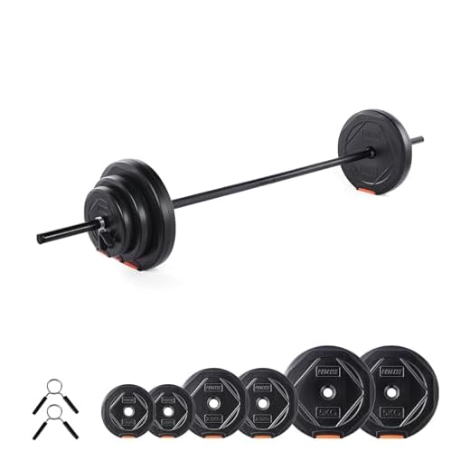 Phoenix Fitness 20kg Barbell Weight Set for Home Gym Fitness and Strength Training - Vinyl Adjustable Barbell Knurled Bar