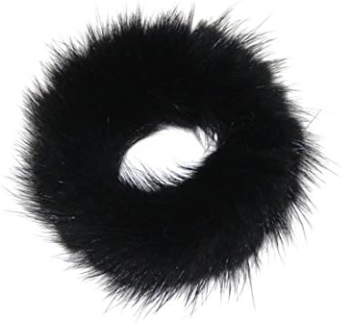 super1798 Hair Scrunchie , Soft Faux Mink Hair Bands Rope Ponytail Tail Stripe Hair Band - Black