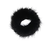 super1798 Hair Scrunchie , Soft Faux Mink Hair Bands Rope Ponytail Tail Stripe Hair Band - Black