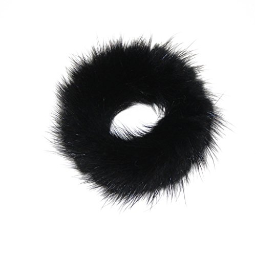 Super1798 Hair Scrunchie , Soft Faux Mink Hair Bands Rope Ponytail Tail Stripe Hair Band - Black #TOP2