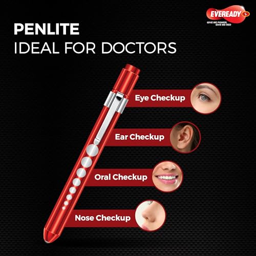 Image of Eveready Penlite DL01, Pocket Size 0.2W Doctor's Torch, Soft Yellow LED Light, Pupil Gauge, Durable Aluminium Body, Powered by 2 AAA Ultima Alkaline Batteries (Included)