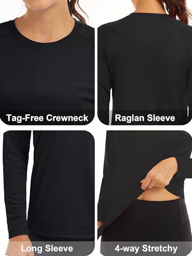 UV Shirts for Women Long Sleeve Shirts for Women Running Shirts Summer Shirt Hiking Shirts Women Sun Protection Shirts Fishing Shirts Black