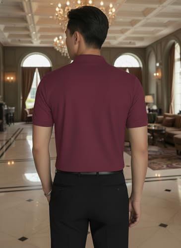 Image of MACK JONNEY Men's Solid Polo T-Shirt | Premium Cotton Blend | Regular Fit | Short Sleeve | Collared Casual Wear|Pack of 2 -MJ-157