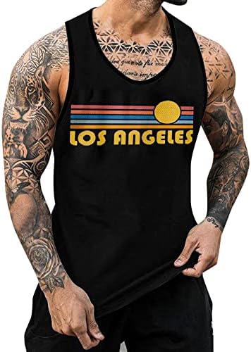 Men Floral Summer Tank Tops Athletic Gym Bodybuilding Fitness Sleeveless Shirts for Beach Running Workout Casual Summer Shirts for Men Cotton White Blouse Muscle T-Shirt(Black,XX-Small)