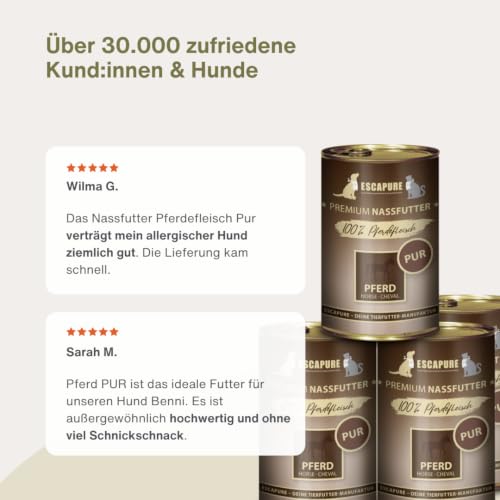 Escapure Pferd PUR Nassfutter 6x400g – Premium Monoprotein