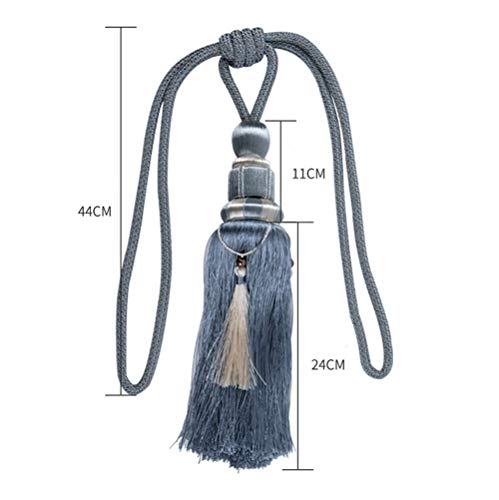 LDFWAY Curtain Tiebacks Holdbacks Sling Binding Rope Handcrafted Tassels Lantern Single Hanging Ball Tie Backs Home Office Window Decorative Drapery Fasteners Fringe Ropes 2 Pack (Light Blue1)