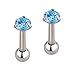 Produktbild Candyfancy 16G Zirkonia 3 mm Stein Ohr Knorpel Ohrstecker Barbell Piercing Ohrringe 1/10,2 cm 2 Stück Farbe wählen (Meeresblau)