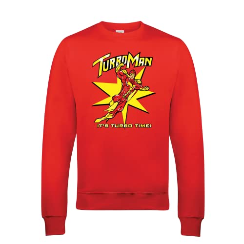 SMARTYPANTS Turbo Man Red Jumper Sweatshirt – Unisex Erwachsene Kinder Teens Jingle Bells Actionfigur Mann Comedy Festliche Xmas Christmas Eve Klassischer Film Kino Geschenk, rot, S
