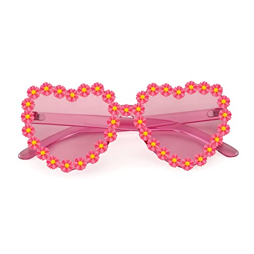 FEISEDY Heart Shape Retro Daisy Sunglasses for Women Flower Fashion Disco Party Festival Sunglasses B4115 — view 5