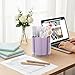 Comix 360° Rotating Pen Holder for Desk, Pencil Holder with 5 Slots, Cute Purple Plastic Desk Organizer for Home School Office Supplies