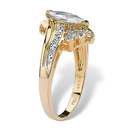 Palm Beach Jewelry 14K Yellow Gold Plated Marquise Cut Cubic Zirconia Bypass Engagement Ring2
