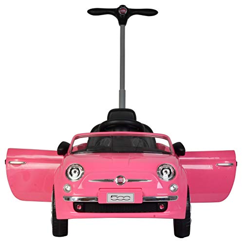Best Ride On Cars 2-in-1 Fiat 500 Baby Toddler Toy Push Vehicle Car Stroller with 40 Pound Capacity and Lights for Children Ages 1 to 3 Years, Pink