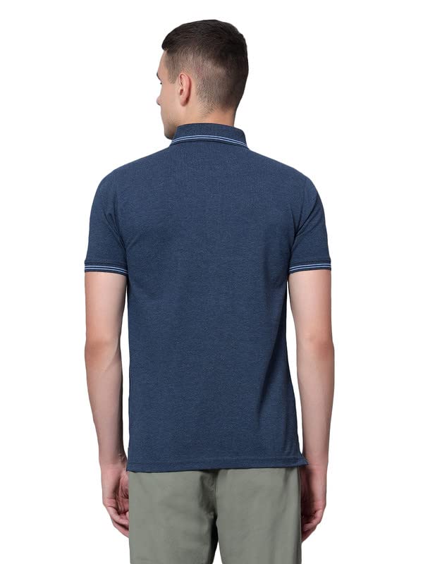 Image of Cantabil T-Shirt for Men l Breathable & Soft with Color Fastness Regular Fit Polo Neck Cotton Blend Fabric Solid Pattern