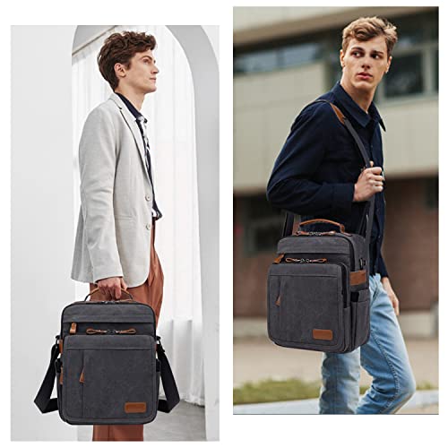 Estarer Mens Messenger 13.3 Inch Laptop Bag, Water-Resistant Canvas Computer Briefcase Satchel Work Shoulder Bag Purse #TOP6