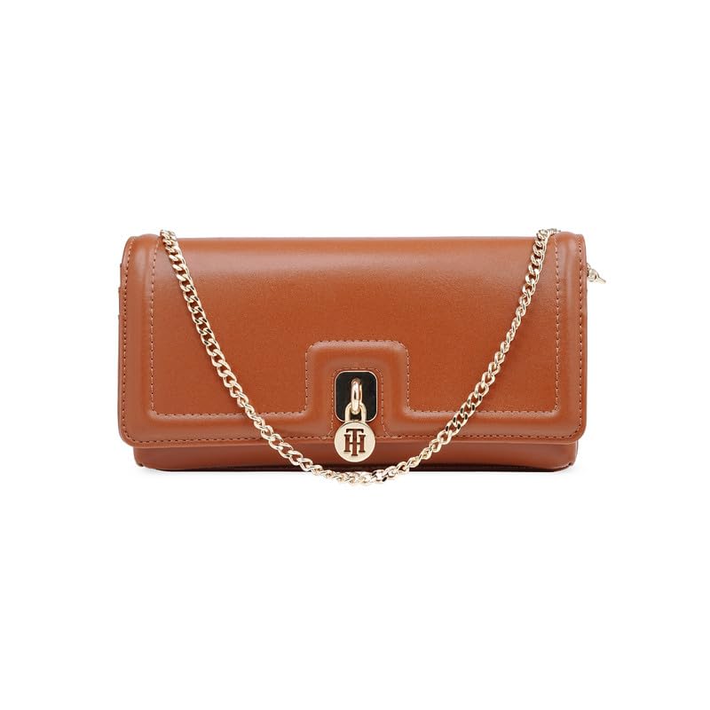 Image of Tommy Hilfiger Women's Flap Wallet with Detachable Sling Lumiere - Tan | PU Solid Finish | | No. of Compartment - 2 | Stylish Clutch for Women