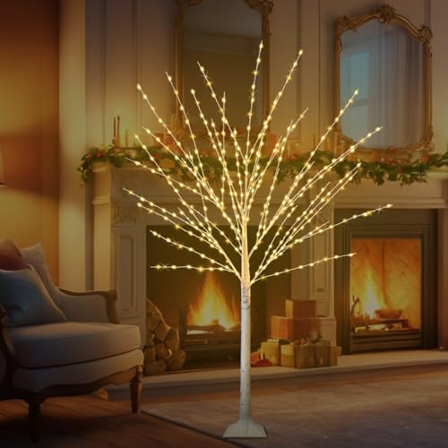 Remon 2Pack 4FT Lighted Birch Trees, Birch Tree with 400 LED Lights, 8 Flash Modes and Timer, Dimmable, Light Up Twig Christmas Tree for Indoor Outdoor Home Party Garden Wedding Decorations — view 6