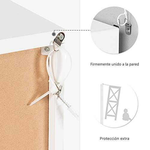 COSTWAY Librería con 9 Compartimentos Estantería Librería con Estante para Archivos Libro Plantas Almacenamiento para Hogar Oficina Salón (Blanco) - imagen 6