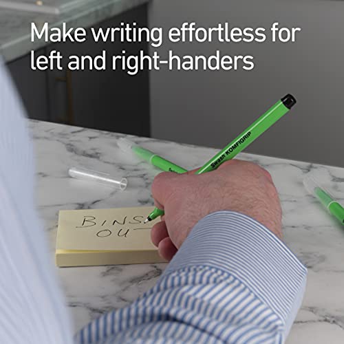 Swash Komfigrip Handwriting Pens, Triangular Grip for Added Control, Premium Quality, Washable Ink, Vibrant & Durable Fibre Tip Pens - Black Ink 12 Pack