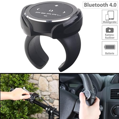 auvisio Lenkrad Fernbedienung: Media-Fernbedienung f&uuml;r iOS & Android, Bluetooth 4.0, Kamera-Ausl&ouml;ser (Remote, Bluetooth, Lenkradfernbedienung, Steuerung Handy)