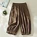AKTCVVJ Linen Capri Pants Women Elastic Waist Work Pant Athletic Knee Length Pant Fashion Summer Capris with Pockets Coffee