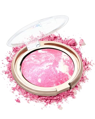 Lestpola Rouge Powder Pink Silver Shimmer Blush in polvere, Rouge scintillante, colore ricco, resistente all'acqua e al sudore, fard per trucco a lunga tenuta, adatto a vari tipi di pelle, 14 g, Pink